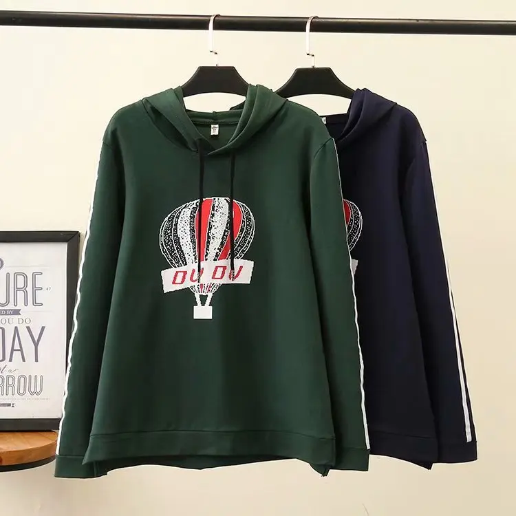 Повседневные толстовки размера плюс осень 2019 женские модные свободные с