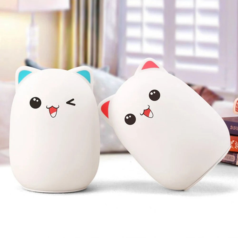 

7 Colors LED Night Light Warm Touch Sensor USB Battery Charging Cartoon Cat Children Silicone Lamp Baby Desktop Decor Toys