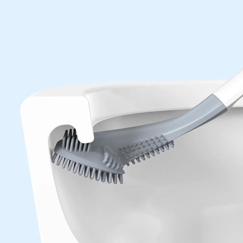 

Long Handle Toilet Cleaning Brush Bendable Silicone Flexible Soft Brush Head Toilet Brush Home Bathroom Hanging Brush