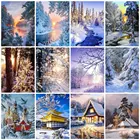 5d алмазная вышивка FIYO, вышивка крестиком, зимняя река, алмазная живопись, полноразмернаяКруглая Мозаика, дерево, лес, пейзаж, Настенный декор