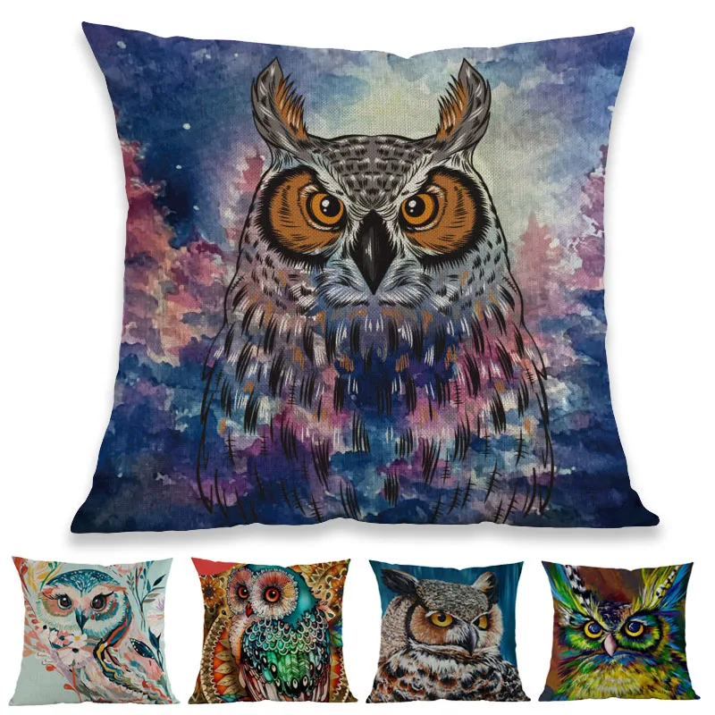 

Наволочка с рисунком диких животных, совы, 45 х45 см