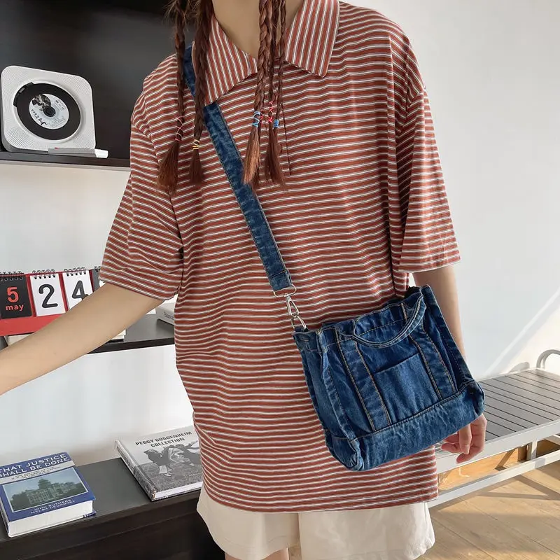 

Korean Cowboy Women'S Fabric Shoulder Bag Mini Tote Bags Jeans Crossbody Case Small Top Handle Bags For Women 2022 Trend