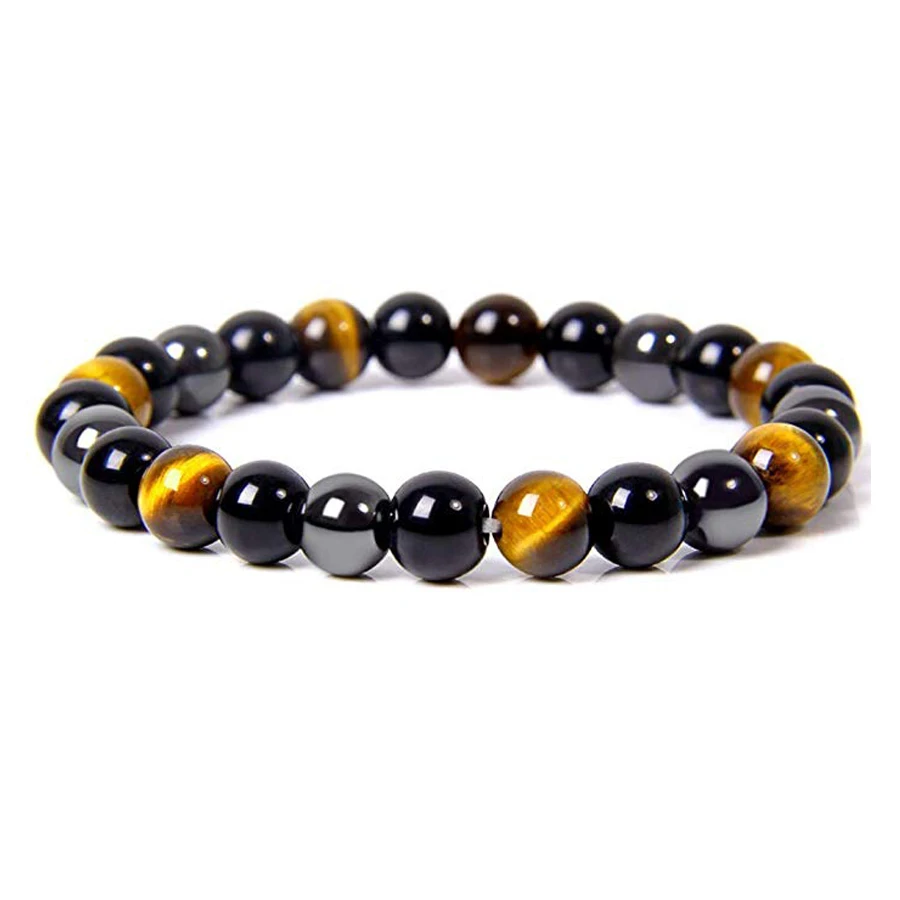 Natural Black Obsidian Hematite Tiger Eye Beads Bracelets Men for Magnetic Health Protection Women Soul Jewelry Pulsera Hombre images - 6