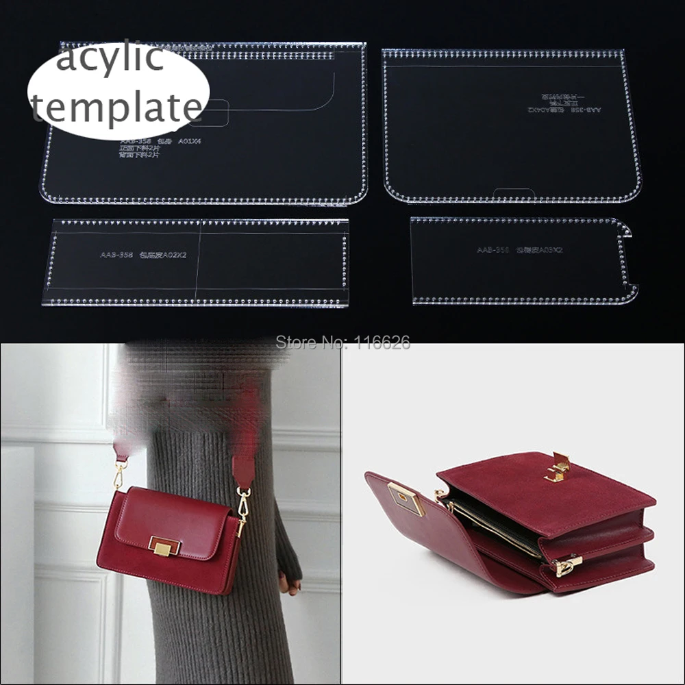 DIY женская сумка acylic шаблон с стежком отверстие Шаблон трафарет 22x14 5x6 см|Швейные