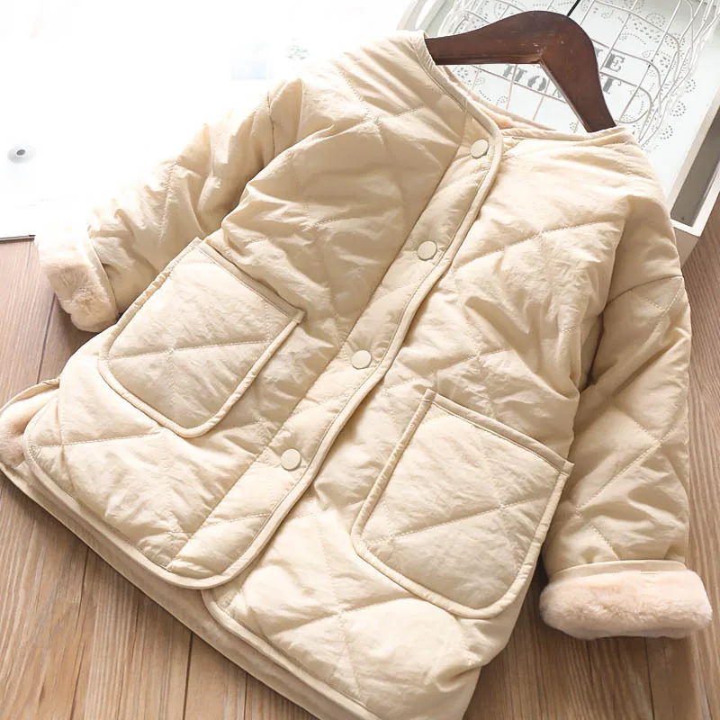 Осенне-зимняя Вельветовая хлопковая стеганая куртка для девочек детское пальто |