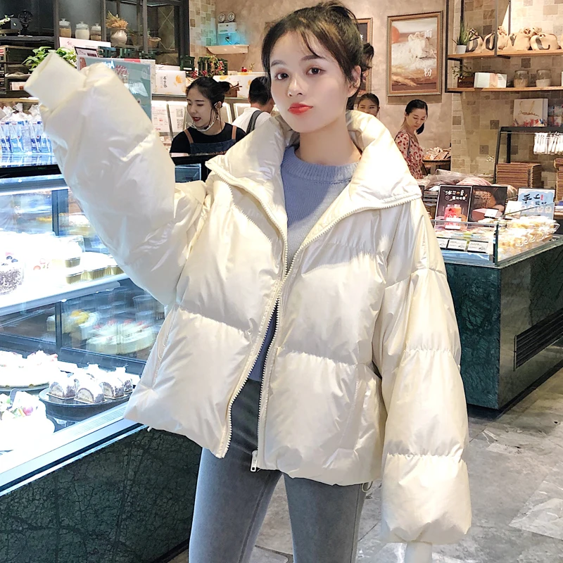 Женская Блестящая непромокаемая парка LUZUZI Теплая стеганая на пуху повседневное