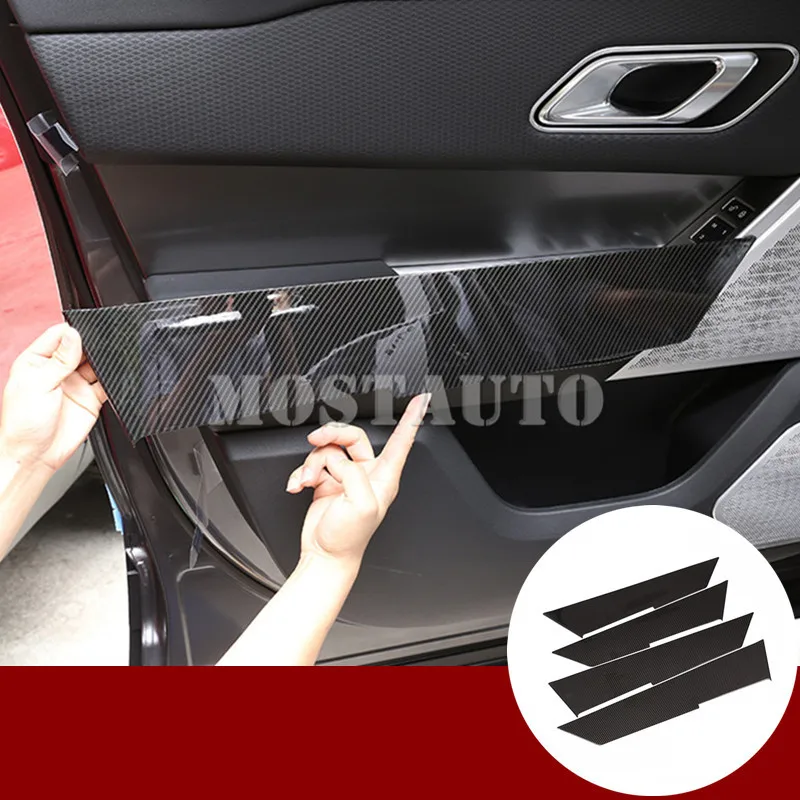 4 шт. накладки на дверную панель автомобиля из углеродного волокна для Land Rover Range