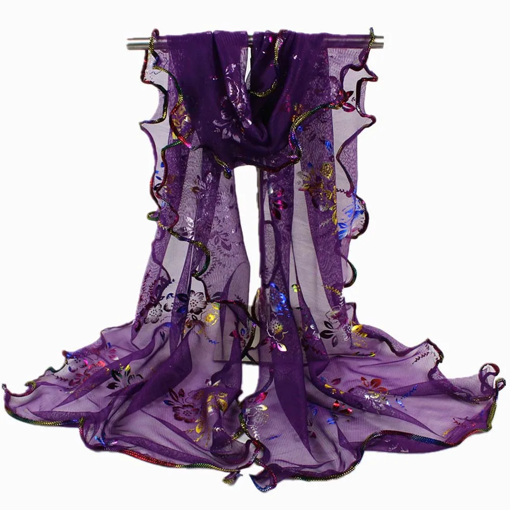 Женский яркий цветочный принт кружевной Шарф длинная мягкая шаль палантин