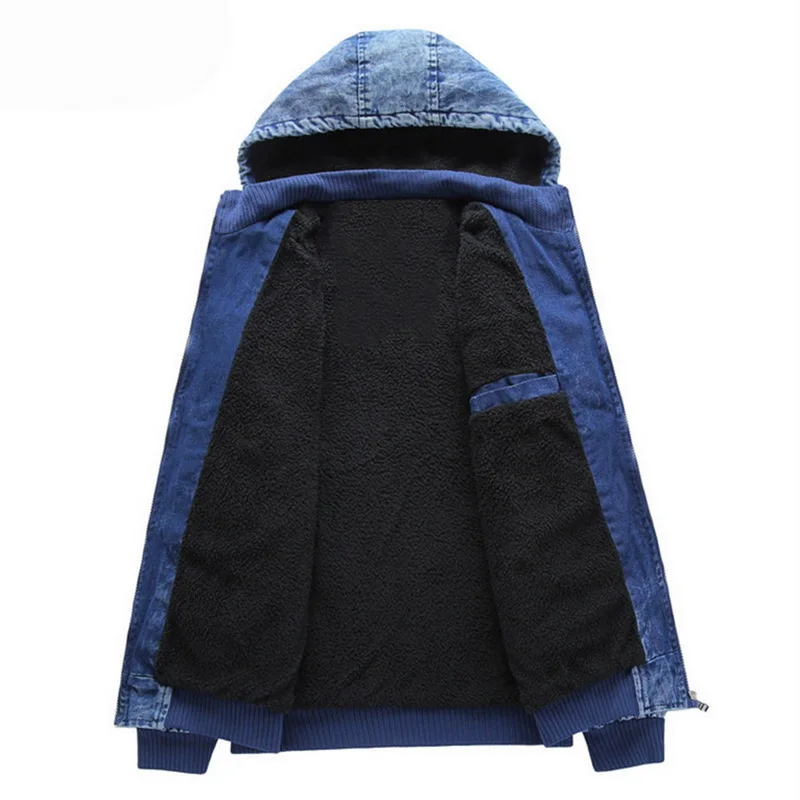 CYSINCOSMen светильник синие Зимние джинсовые куртки верхняя одежда теплые пальто для
