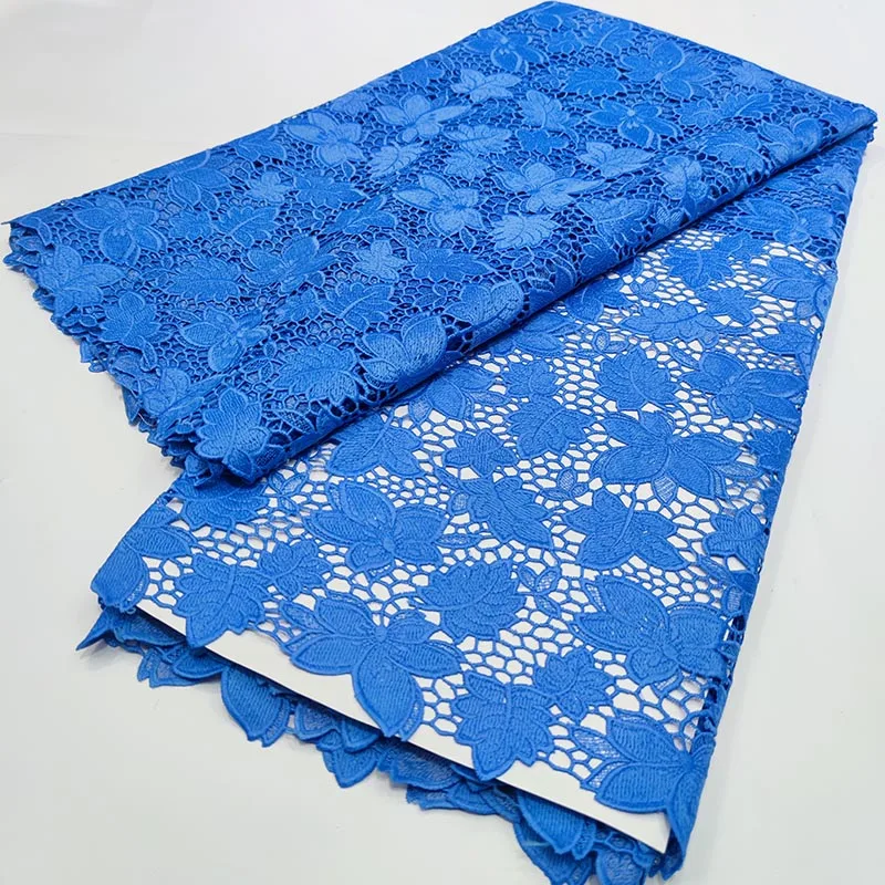 

5Y Latest Cotton French African Swiss Lace Fabric Soft Nigerian Guipure Water Soluble Cord Lace Fabric For Wedding Dress Party