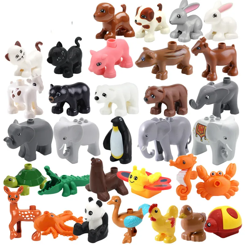 

Zoo Model Building Blocks Original big Particles Bricks accessory Toys Compatible with Duplo Animal deer panda Elephant penguin