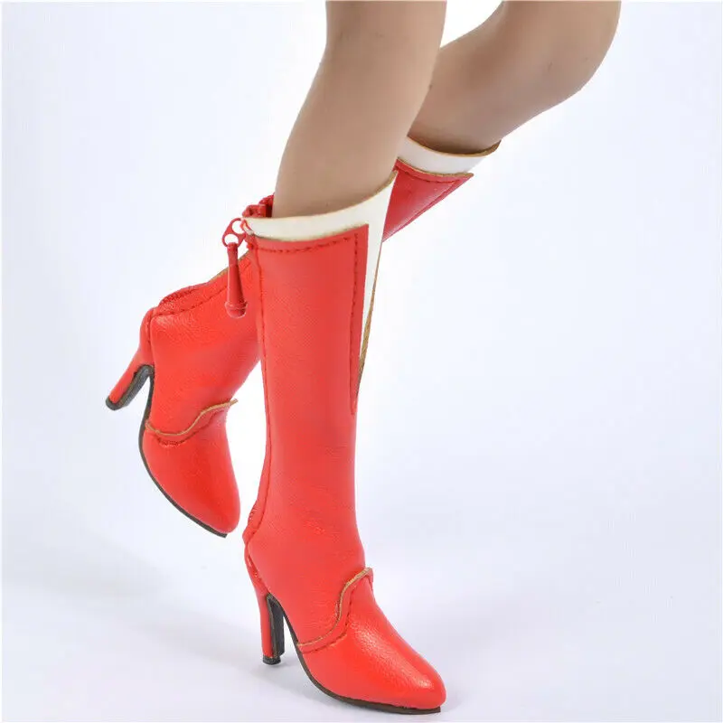 

Red 1/6th Women's Hollow Shoes Long Tube Boots Model for 12" Figure Toy