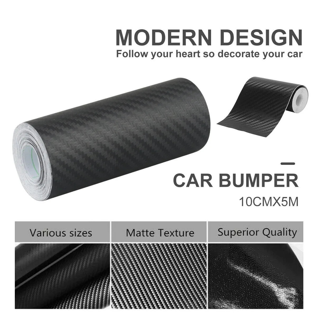 Pegatinas de fibra de carbono para coche, cinta de protección antiarañazos para umbral de puerta, película 3D negra, Protector de parachoques, decoración, 5M