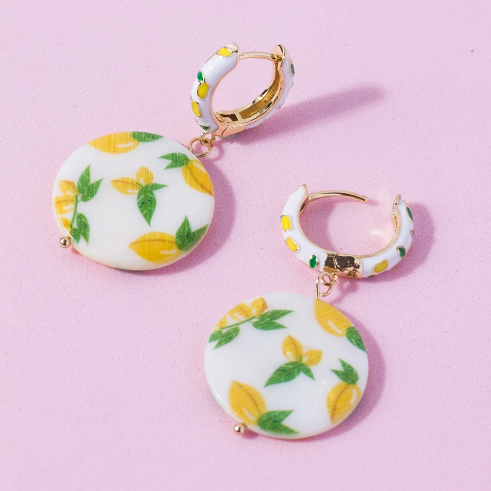 

Lost Lady Cute Lemon Drop Earrings for Women Resin Fruit Large Statement Earrings Wholesale Jewelry Female Bijoux Dropshipping