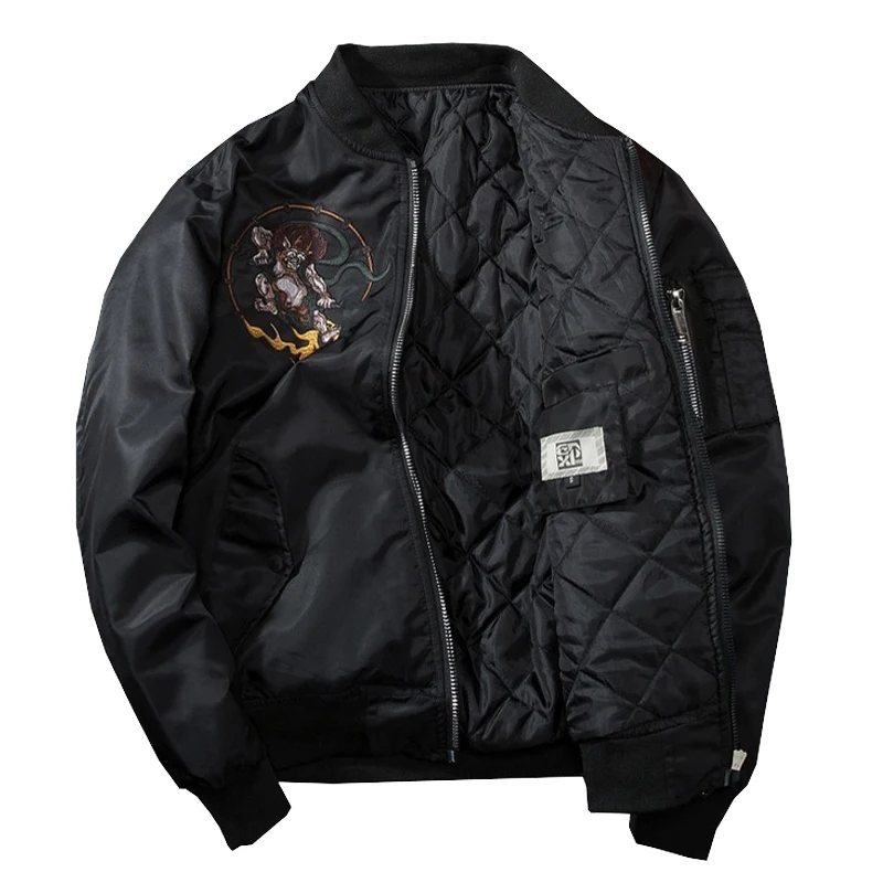 

Куртка-бомбер с вышивкой для мужчин и женщин, японская бейсбольная куртка, уличная одежда в стиле Харадзюку, зимняя ветровка
