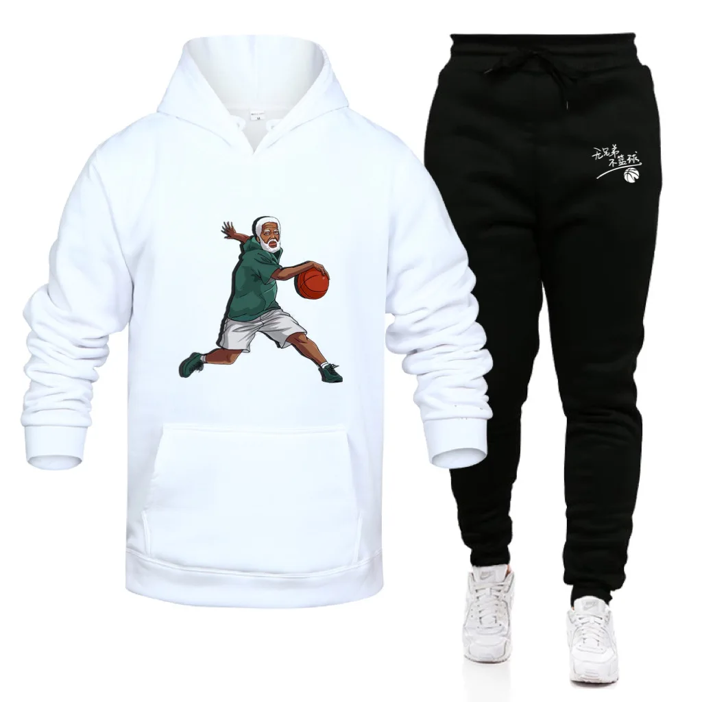 

Men's sports suit spring and autumn hoodie and trousers basketball culture clothing cotton top hoodie suit