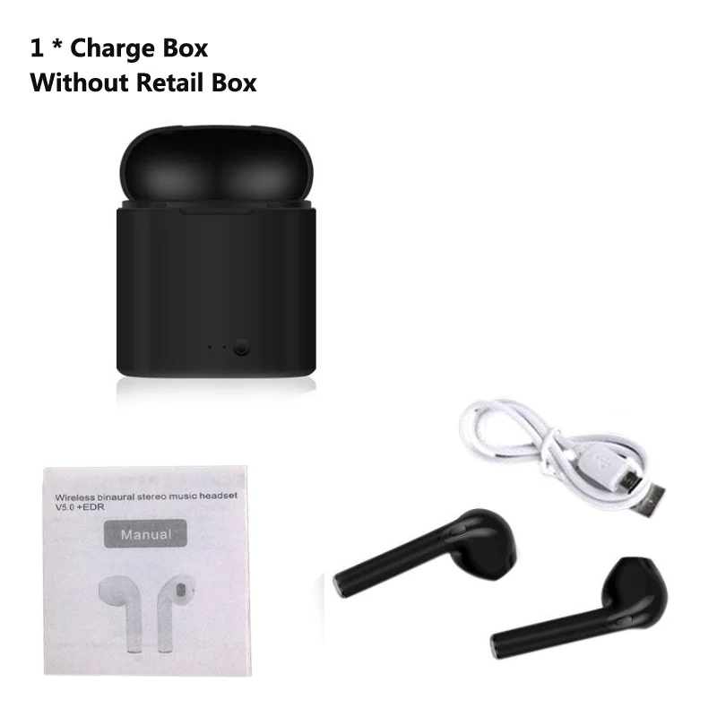 Charge Box 2 Black TWS i7S беспроводные наушники-вкладыши Bluetooth V5.0 гарнитура музыкальные наушники-вкладыши с зарядкой для iPhone Xiaomi всех смартфонов - Цвет: Charge Box 2 Black