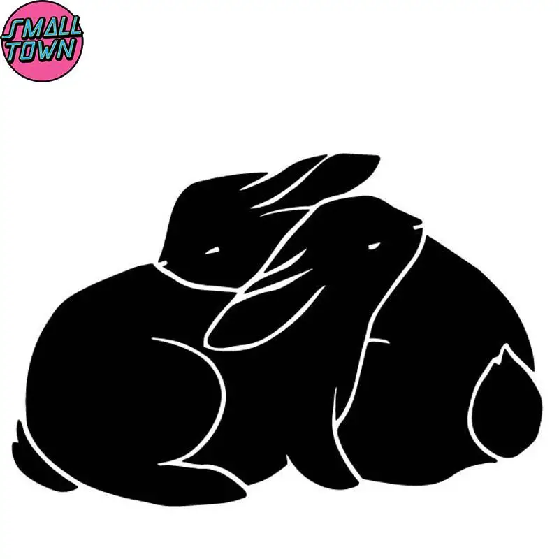 

Small Town 15.9CM*10.6CM Cartoon Rabbit Lovely Car Trunk Decorate Car Sticker Vinyl Decal Pattern Black/Silver C4-2124