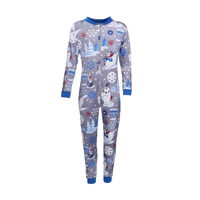

Autumn Women Outfit Jumpsuits Pajamas Xmas Deer Snowman Printing Long-Sleeves Casual Romper with Zipper Christmas Clothing