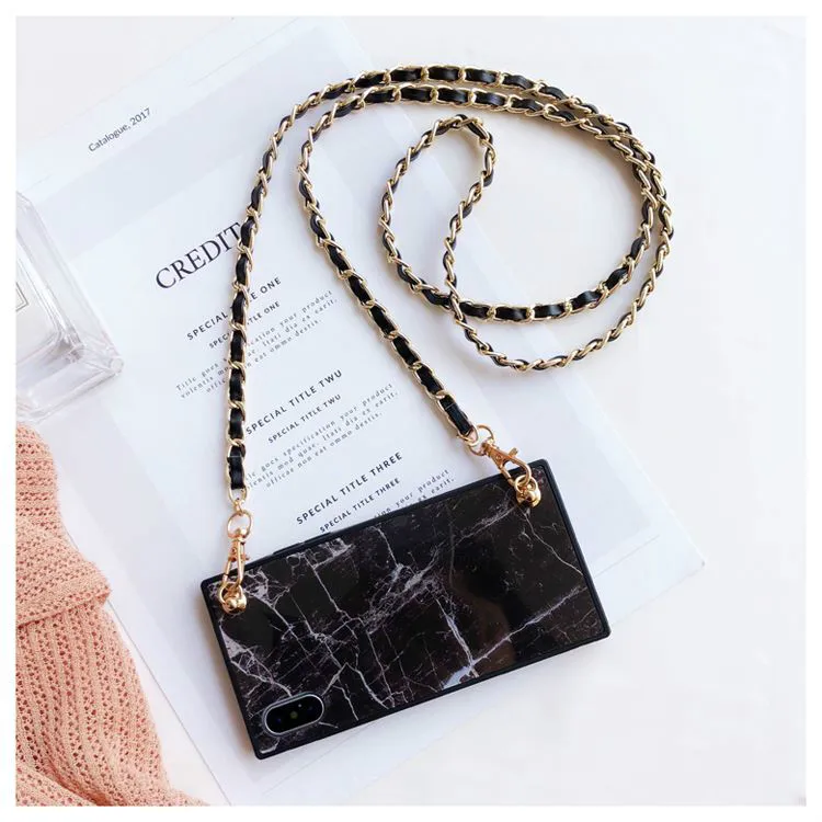 

For Iphone 11 12 X Max Mobile Phone Case,fashion Marble Handbag Messenger Bag Mobile Phone Case