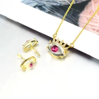 20 colors crystal turkish eye drop earrings jewelry set cubic zirconia eyes pendnat necklace set for women party jewelry gift