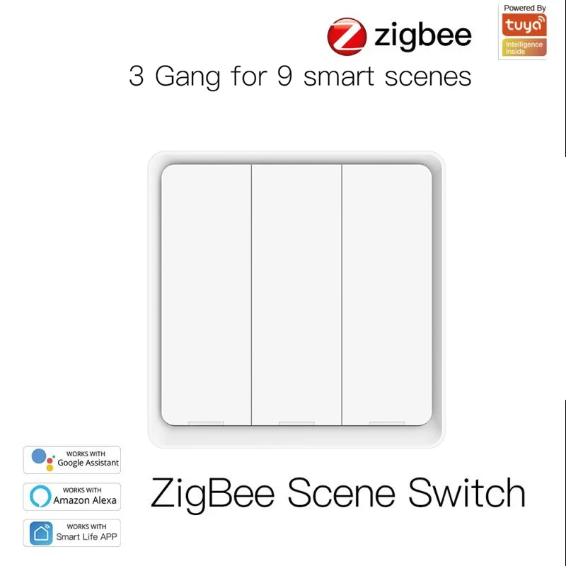 

Smart Home Wireless ZigBee Scene Switch Push Button Controller Battery Powered Multiple Modes Intelligent Automation Wall Switch