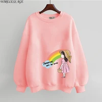 women hoodie long sleeve round neck creative cartoon printed loose casual womens thin pullover tops spring autumn fashion wild