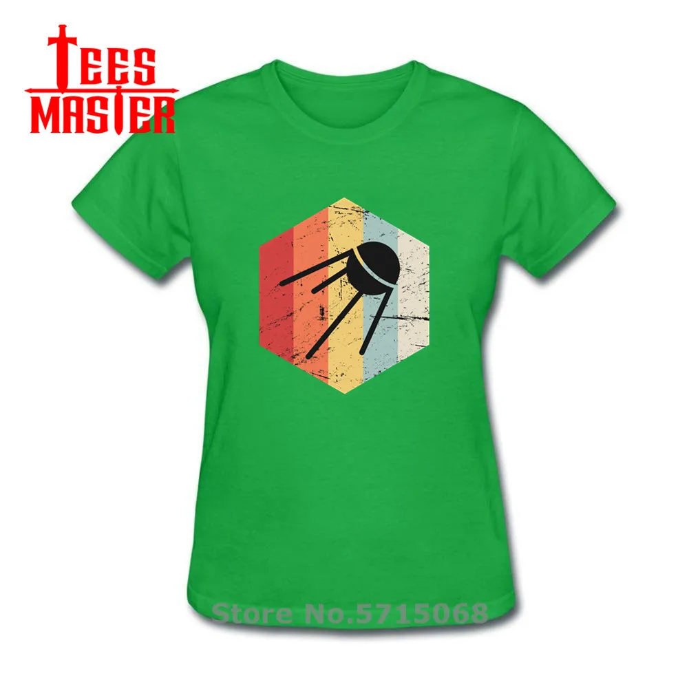 Ретро спутник значок для женщин футболка CCCP пространство с ракетой России