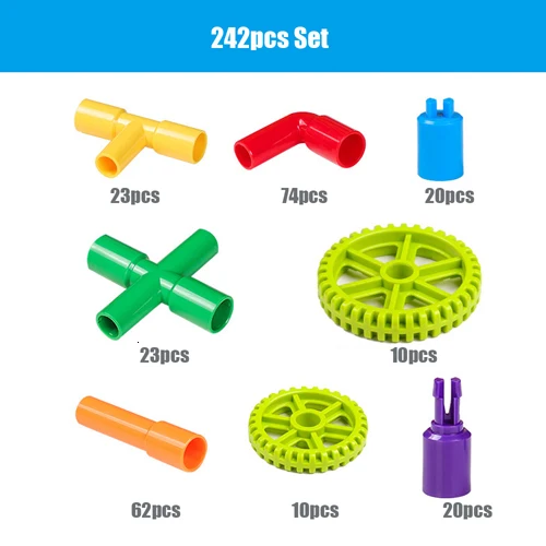 242pcs 38-306 шт Строительный мраморный трек беговые блоки пластиковые DIY сборка водяных труб строительные блоки игрушки для детей Подарки - Цвет: 242pcs