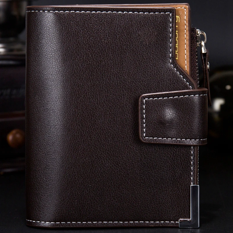 

High Quality PU Leather Men's Zipper Hasp Wallet Male Casual Short Wallets Money Clip Coin Purse Card Holder Photo Holders