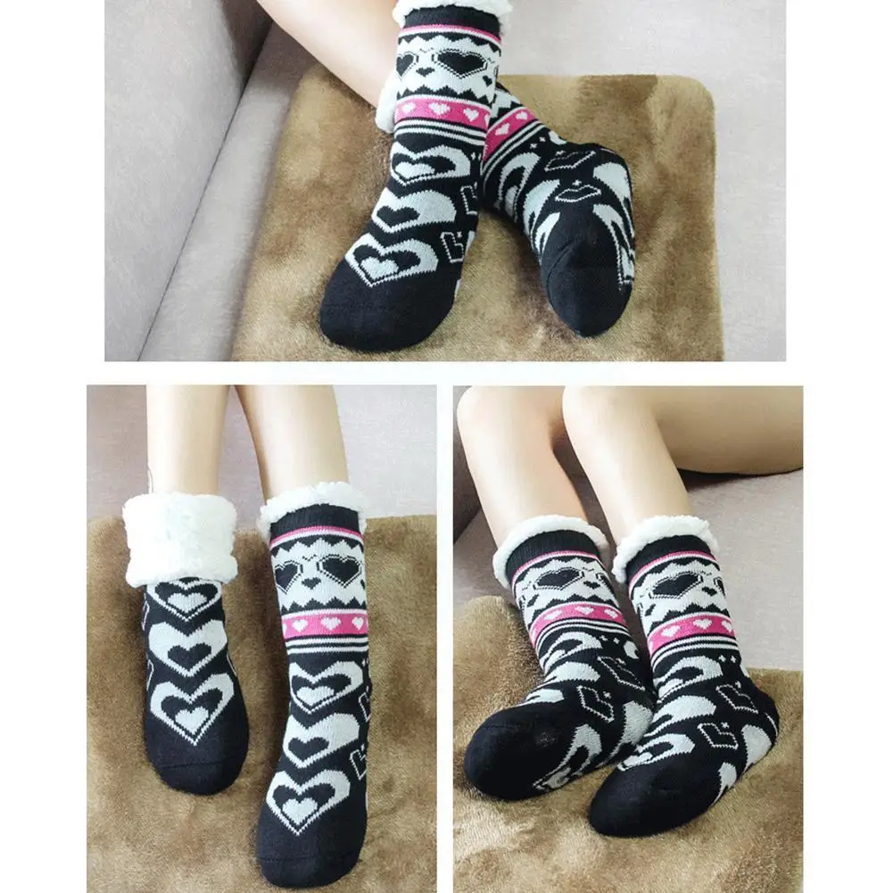 

Носки плюшевые для пола толстые силиконовые Нескользящие носки для дома теплые милые забавные носки для девочек толстые Мультяшные J5v8