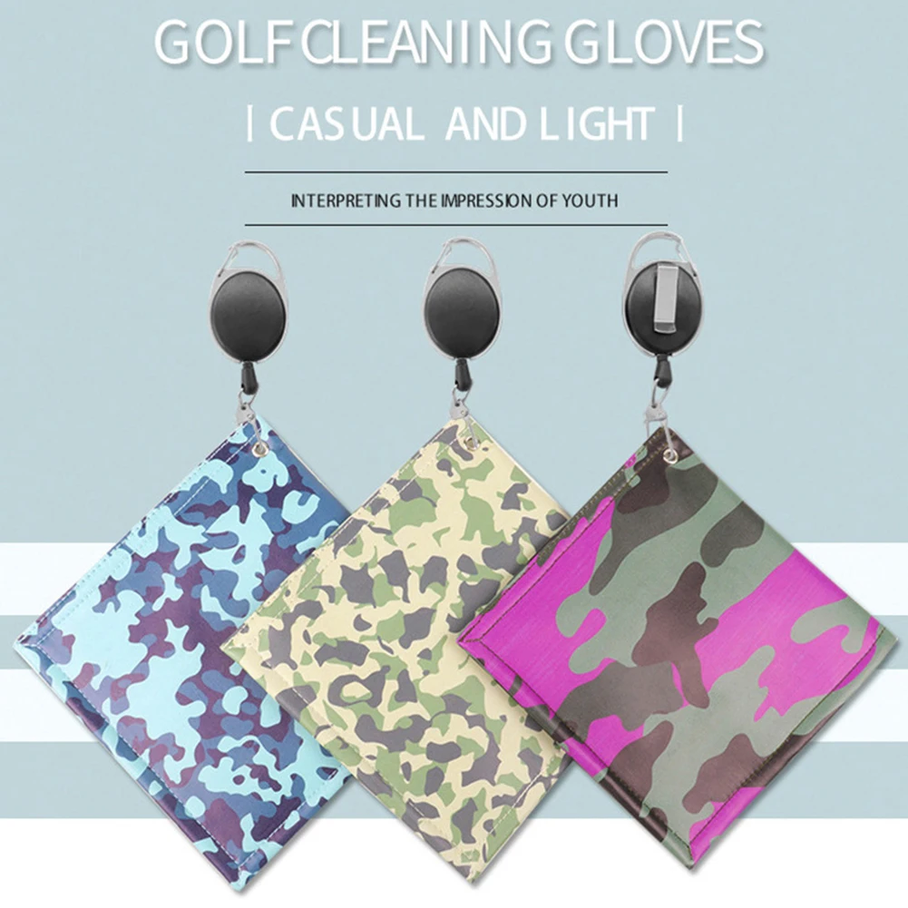 

12*12cm Golf Towel Absorption Cleaning Towels with Carabiner Hook Portable Golf Ball Sweat-absorbent Wiping Cloth Cleaning Tool