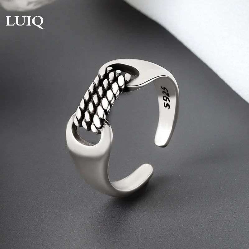 

S925 модная простая цепь сшивка стиль уличный хипстер с панк индивидуальное кольцо NJ553