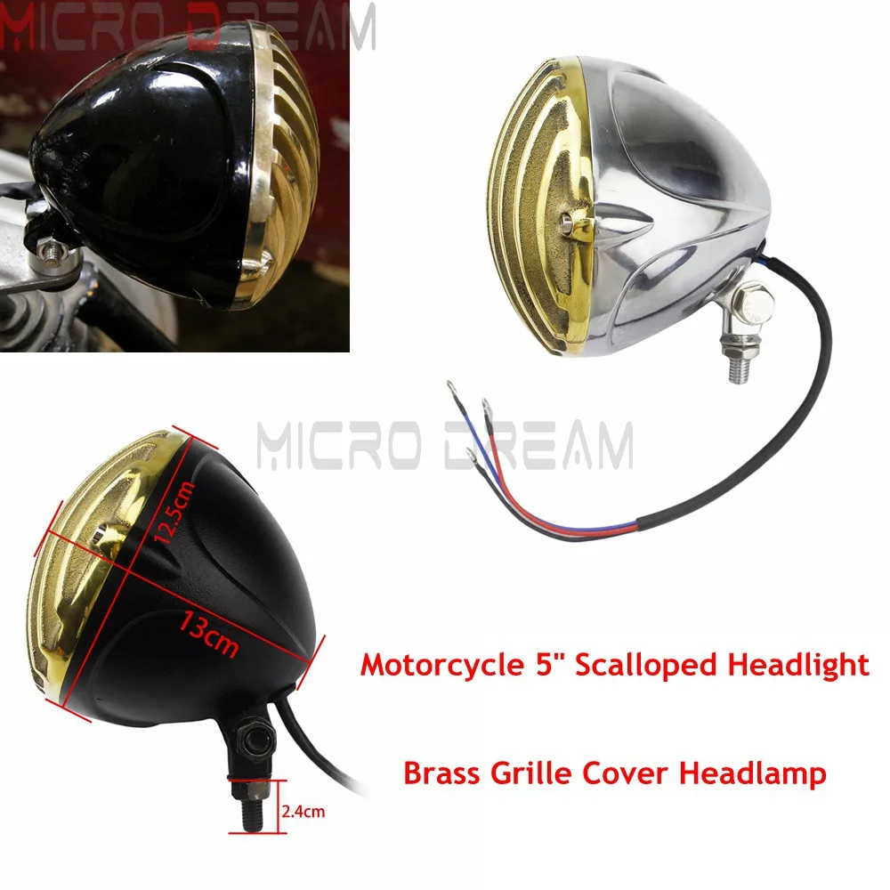 Винтажная мотоциклетная 5 &quotзубчатая фара латунная решетка крышка фары для Harley