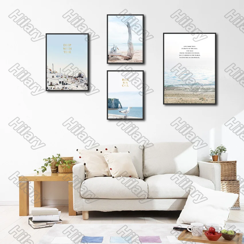 

Poster Seascape Pier Car Bird White Canvas Painting Wall Art Nature Home Decoration for Living Room and Bedroom Frameless