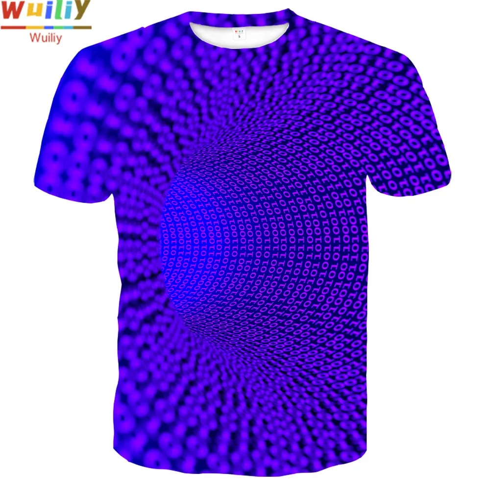 Психоделическая Мужская футболка с 3D принтом синяя увеличенным космическим