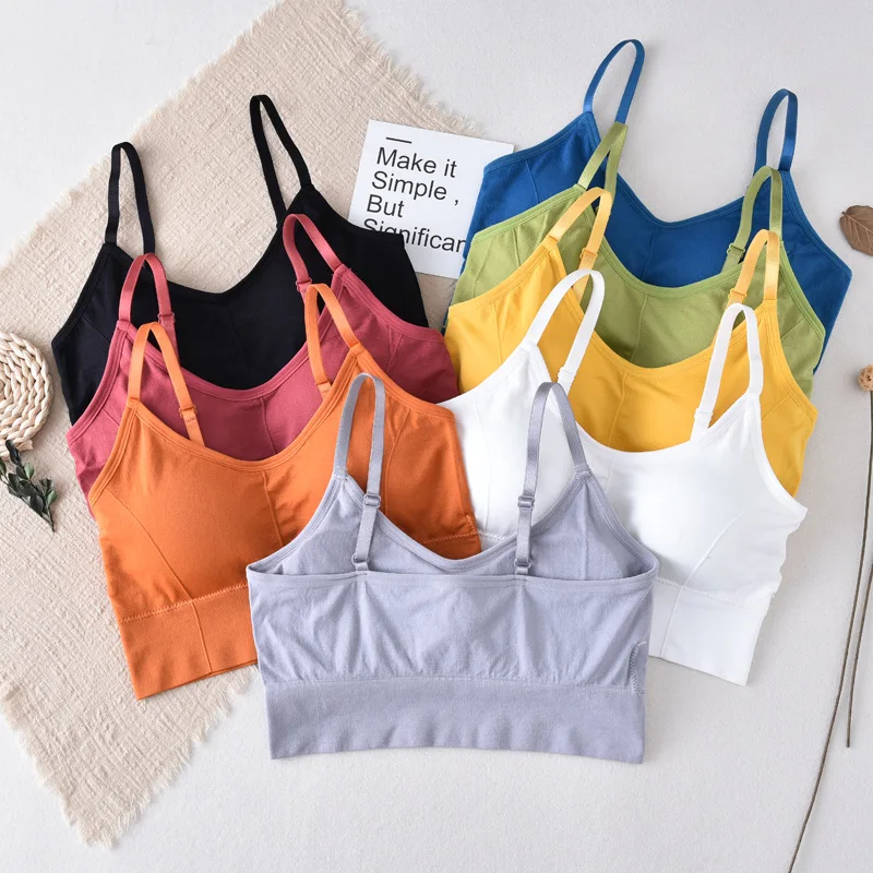 

Tizhan Colorful Crop Top Underwear Beauty Back Seamless Tee Brasserie Breathable Bra School Tank Tops