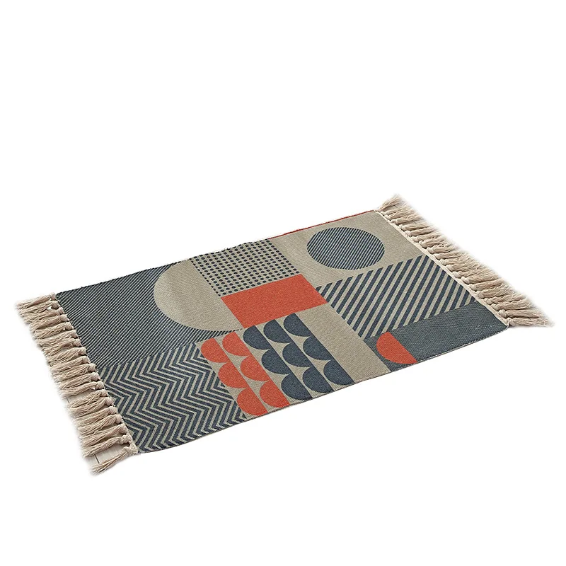 Ковер для дивана гостиной спальни хлопковый ковер с кисточками пряжа окрашенный