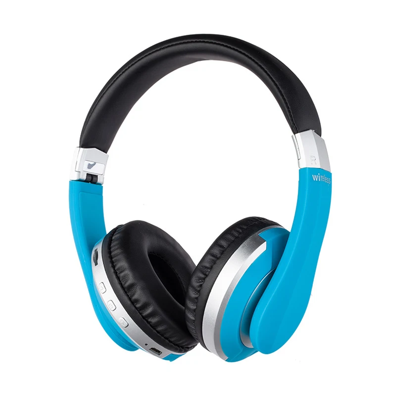 Black and Blue Беспроводные наушники Bluetooth 5,0 наушники с микрофоном слот для sd-карты шумоподавление супер бас для телефона PC tv PS4 - Цвет: Black and Blue