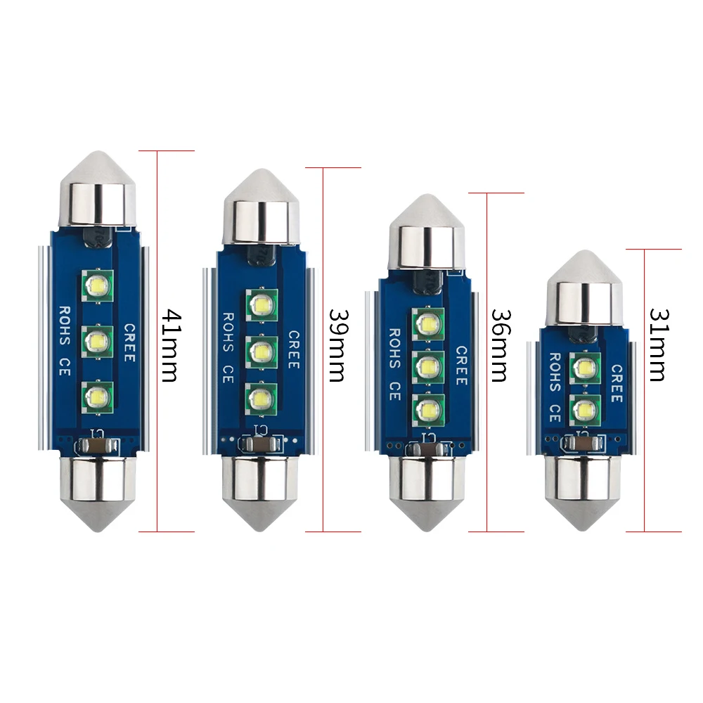 2 шт. C5W C10W Светодиодный лампочки Canbus Festoon 31MM 36 мм/39 мм/41 мм 3030 чип без ошибок