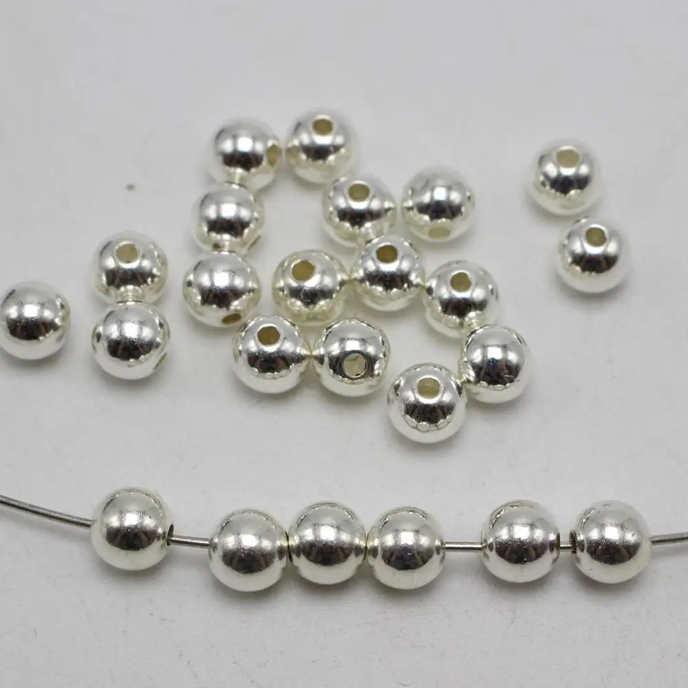 

200 Silver Colour Tone Metallic Acrylic Round Spacer Beads 8mm Smooth Ball Beads
