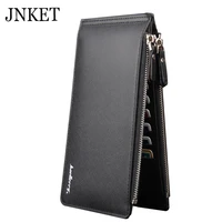 jnket fashion mens ultra thin wallets pu leather long wallet multi card purse card holder double zipper