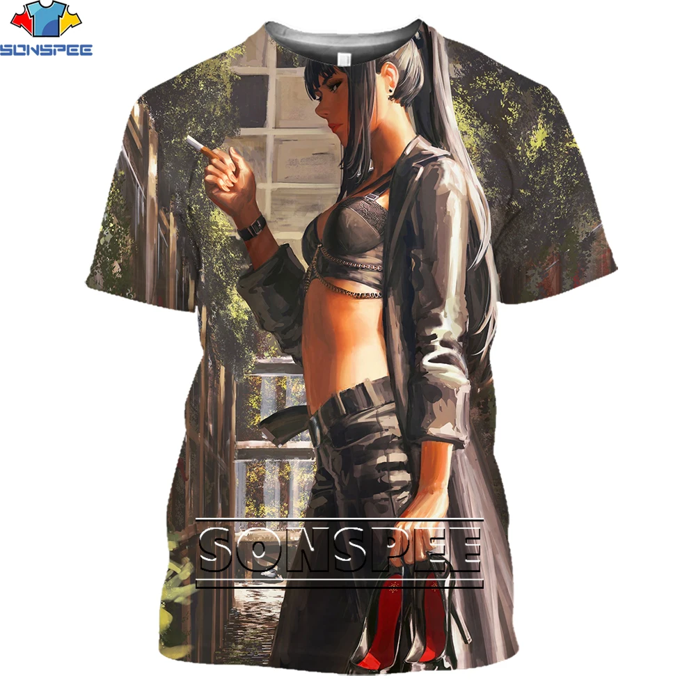 

SONSPEE Anime Cheongsam Girl 3D Printing Retro Trend Short-sleeved Sexy Ladies Casual Street Style Shirt Kid Loose Tops