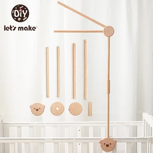 Let's Make Bear Shape Wooden Bed Bell Bracket Mobile Hanging Rattles Toy Wooden Bed Bell Bracket Pro