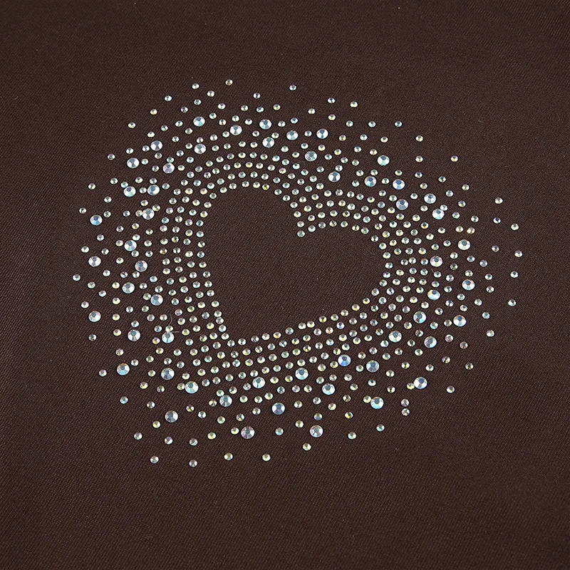 Coração Gráficos Shinny Diamante Remendos Y2k Marrom Tanque Topo Casual Lado Ruched Cordão Verão Camisola Feminino Esportes Iamhotty 6 tanque topo casual lado ruched cordão verão