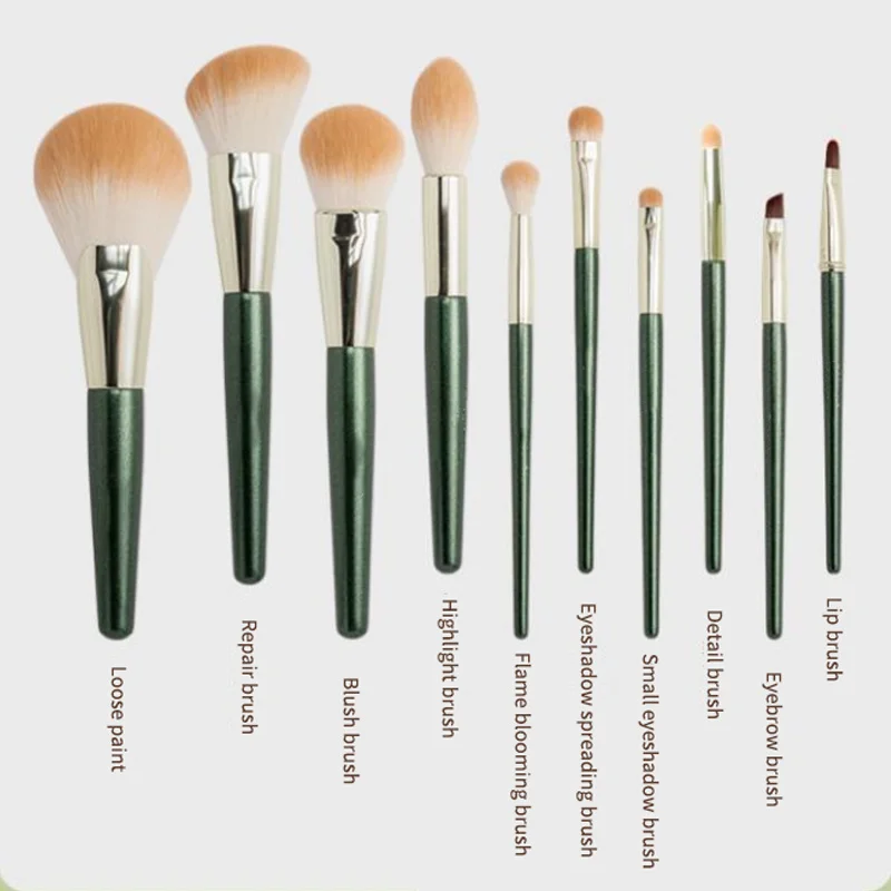 

Набор кистей для макияжа, косметика для лица, 10 шт., косметические тени для век, основа под макияж, искусственная кисть с деревянной ручкой, Ж...