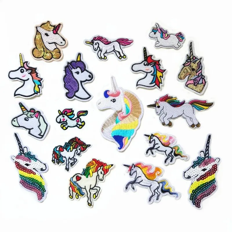 

50pcs/Lot Horse Embroidery Patches Letters Clothing Decoration Accessories Diy Heat Transfer Applique Unicorn Iron on