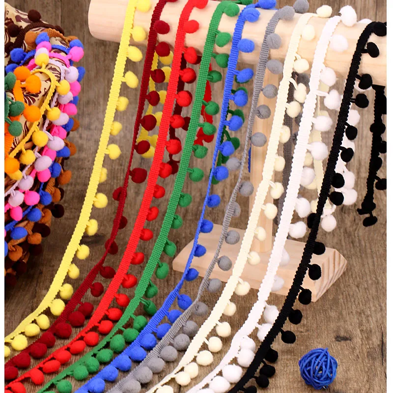 

2/5/10 Yards Pom Pom Trim Ball 12mm MINI Pearl Pompom Fringe Ribbon Sewing Lace Kintted Fabric Handmade DIY Craft Accessories