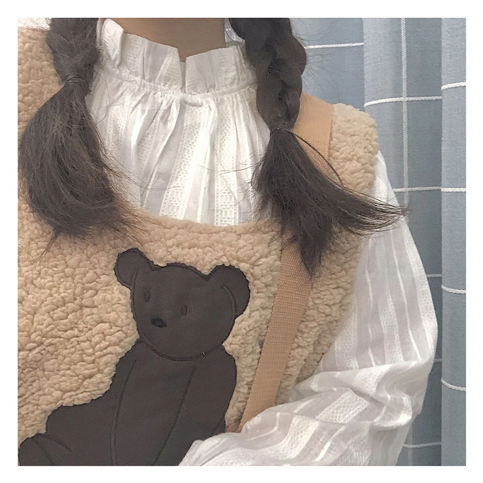 Симпатичный кашемировый жилет с пушистым медведем женский свитер без рукавов