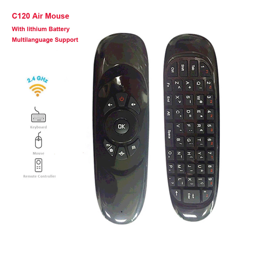 2 4G Беспроводная воздушная мышь Qwerty Smart Remote Control C120 мини клавиатура с гироскопом